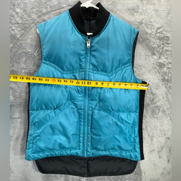 VTG Comfy USA Made Down Insulated Puffer Vest Blue Black Mens Medium-Large - Picture 3 of 16